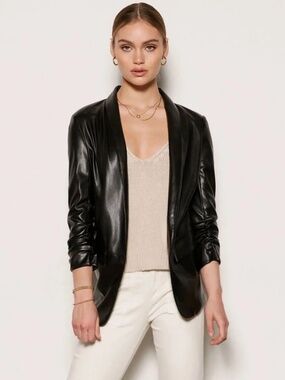 Tart Kia Vegan Leather Blazer Minimalist Moto Jacket Business Casual - Size M